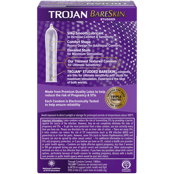 Bareskin Studded Lubricated Condoms - 10 Pack