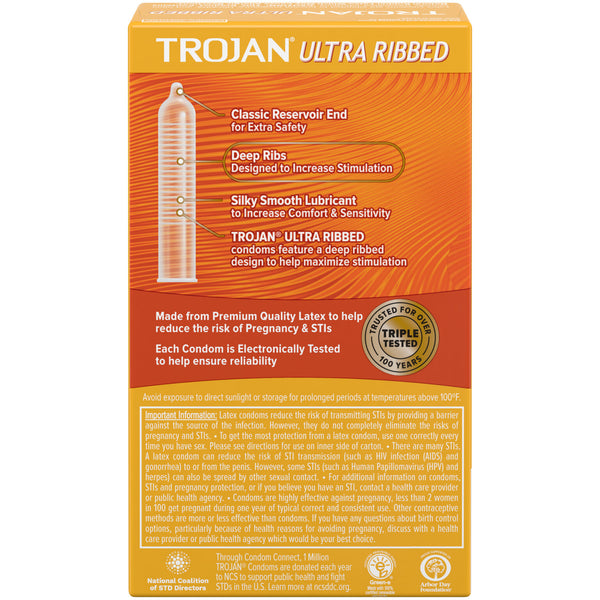 Stimulations Ultra Ribbed Lubricated Condoms - 12 Pack