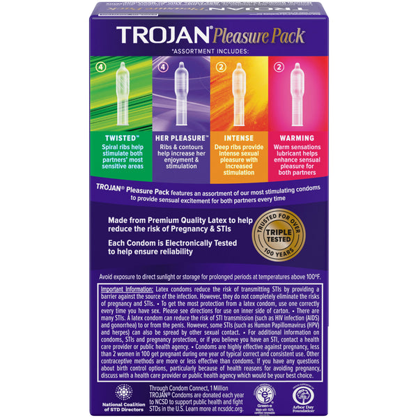 Pleasure Pack Lubricated Condoms - 12 Pack