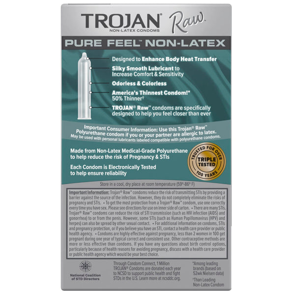 Raw Pure-Feel Non-Latex Lubricated Condoms - 10 Pack