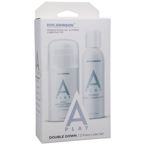 Doc Johnson A-Play Double Down 2-Piece lube Set - Extreme Toyz Singapore - https://extremetoyz.com.sg - Sex Toys and Lingerie Online Store - Bondage Gear / Vibrators / Electrosex Toys / Wireless Remote Control Vibes / Sexy Lingerie and Role Play / BDSM / Dungeon Furnitures / Dildos and Strap Ons &nbsp;/ Anal and Prostate Massagers / Anal Douche and Cleaning Aide / Delay Sprays and Gels / Lubricants and more...