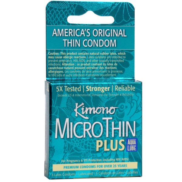 Microthin Plus Aqua Lube Lubricated Condoms - 3 Pack
