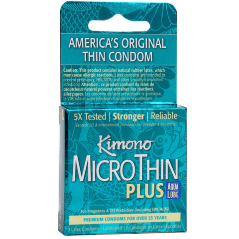 Microthin Plus Aqua Lube Lubricated Condoms - 3 Pack