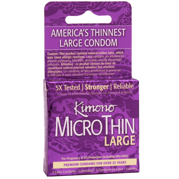 Microthin Large Lubricated Condoms - 3 Pack