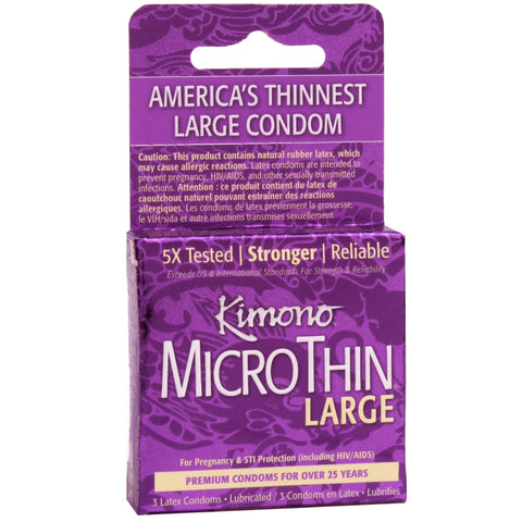 Microthin Large Lubricated Condoms - 3 Pack