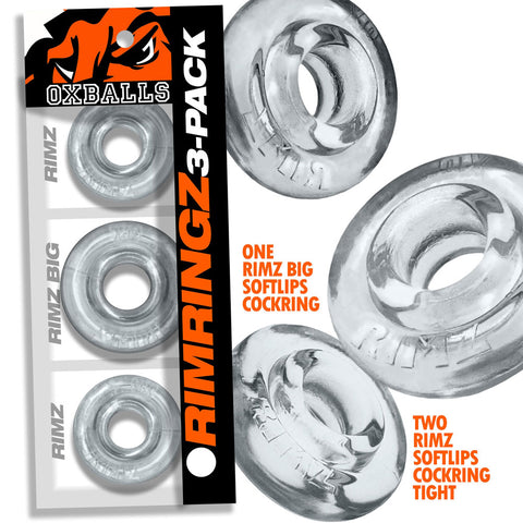 RIMRINGZ  flexTPR™ Softlips Multi Size 3-Pack Cockrings - Clear