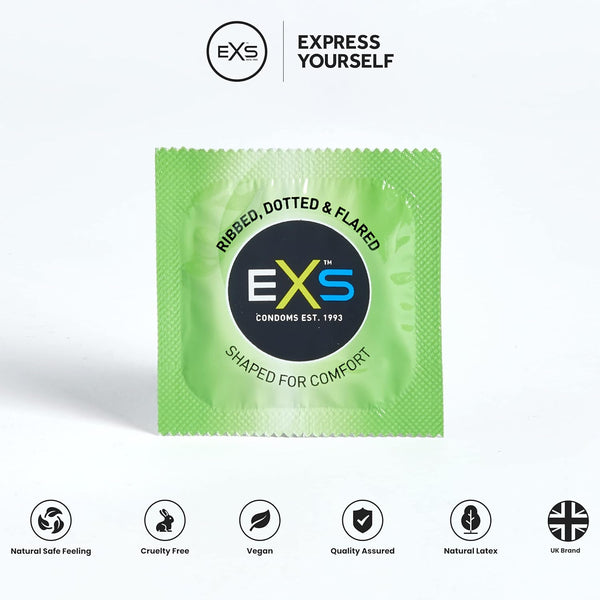 EXS Comfy Fit Ribbed & Dotted Condoms - 12 Pack - Extreme Toyz Singapore - https://extremetoyz.com.sg - Sex Toys and Lingerie Online Store - Bondage Gear / Vibrators / Electrosex Toys / Wireless Remote Control Vibes / Sexy Lingerie and Role Play / BDSM / Dungeon Furnitures / Dildos and Strap Ons  / Anal and Prostate Massagers / Anal Douche and Cleaning Aide / Delay Sprays and Gels / Lubricants and more...