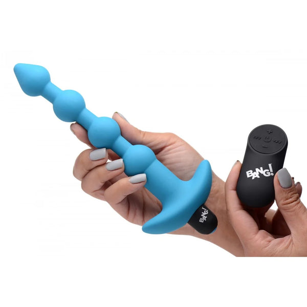 Remote Control Vibrating Silicone Anal Beads - Blue