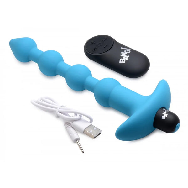 Remote Control Vibrating Silicone Anal Beads - Blue