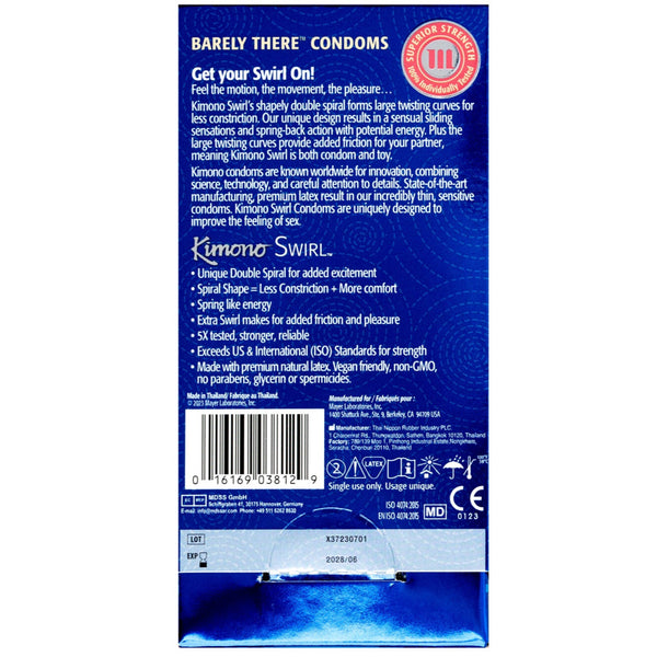 Swirl Double Spiral Shape Lubricated Condoms - 12 Pack