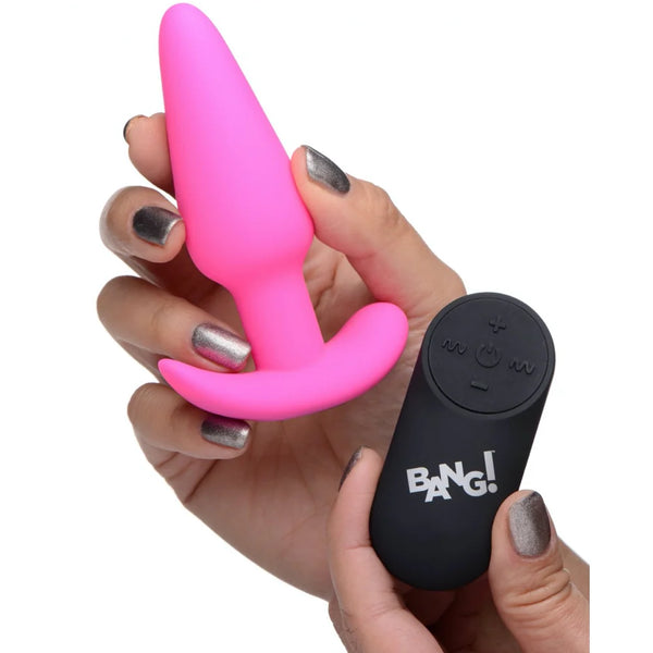 Remote Control 21X Vibrating Silicone Butt Plug - Pink