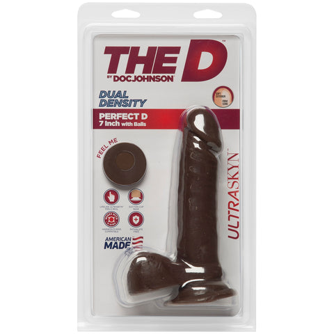 Doc Johnson  The D Perfect D ULTRASKYN  7" Dildo with Balls - Chocolate - Extreme Toyz Singapore - https://extremetoyz.com.sg - Sex Toys and Lingerie Online Store - Bondage Gear / Vibrators / Electrosex Toys / Wireless Remote Control Vibes / Sexy Lingerie and Role Play / BDSM / Dungeon Furnitures / Dildos and Strap Ons &nbsp;/ Anal and Prostate Massagers / Anal Douche and Cleaning Aide / Delay Sprays and Gels / Lubricants and more...