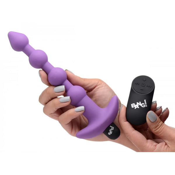 Remote Control Vibrating Silicone Anal Beads - Purple