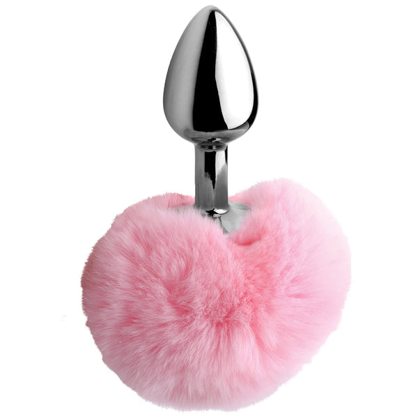 Fluffy Bunny Tail Anal Plug - Pink