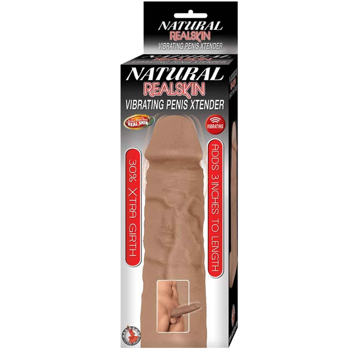 Natural Realskin Vibrating Penis Xtender - Brown