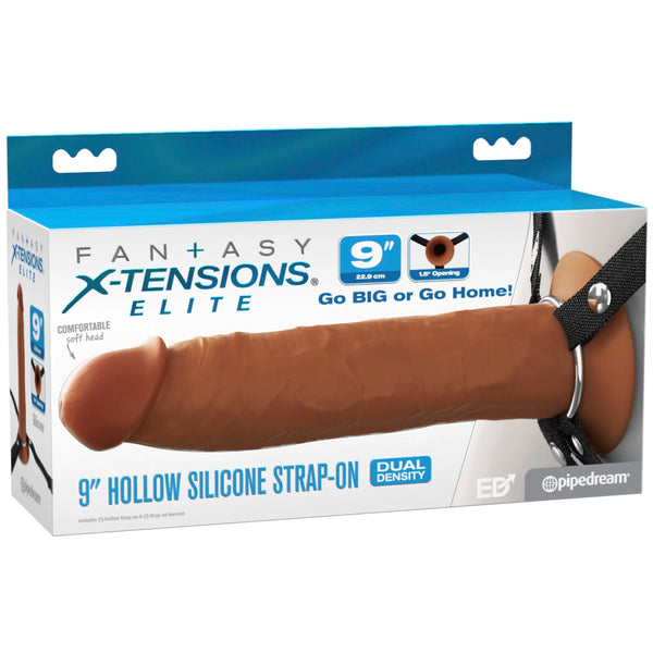 Fantasy X-Tensions Elite 9" Hollow Silicone Strap-On - Brown