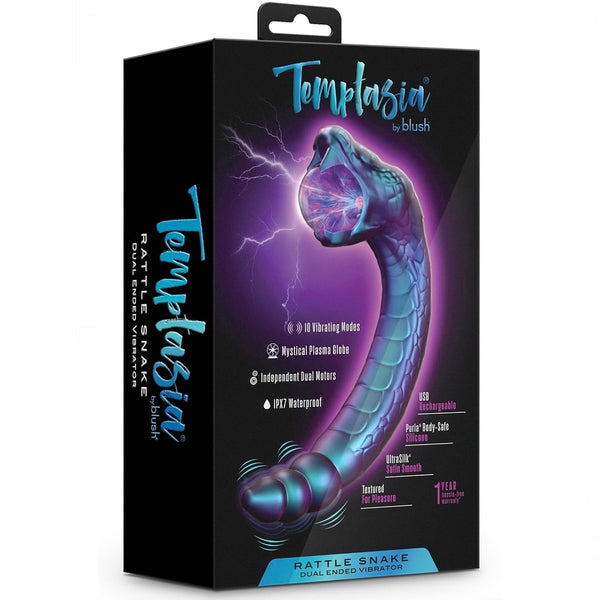 Temptasia Rattle Snake Rechargeable Dual Ended Vibrator with Mystical Plasma Globe