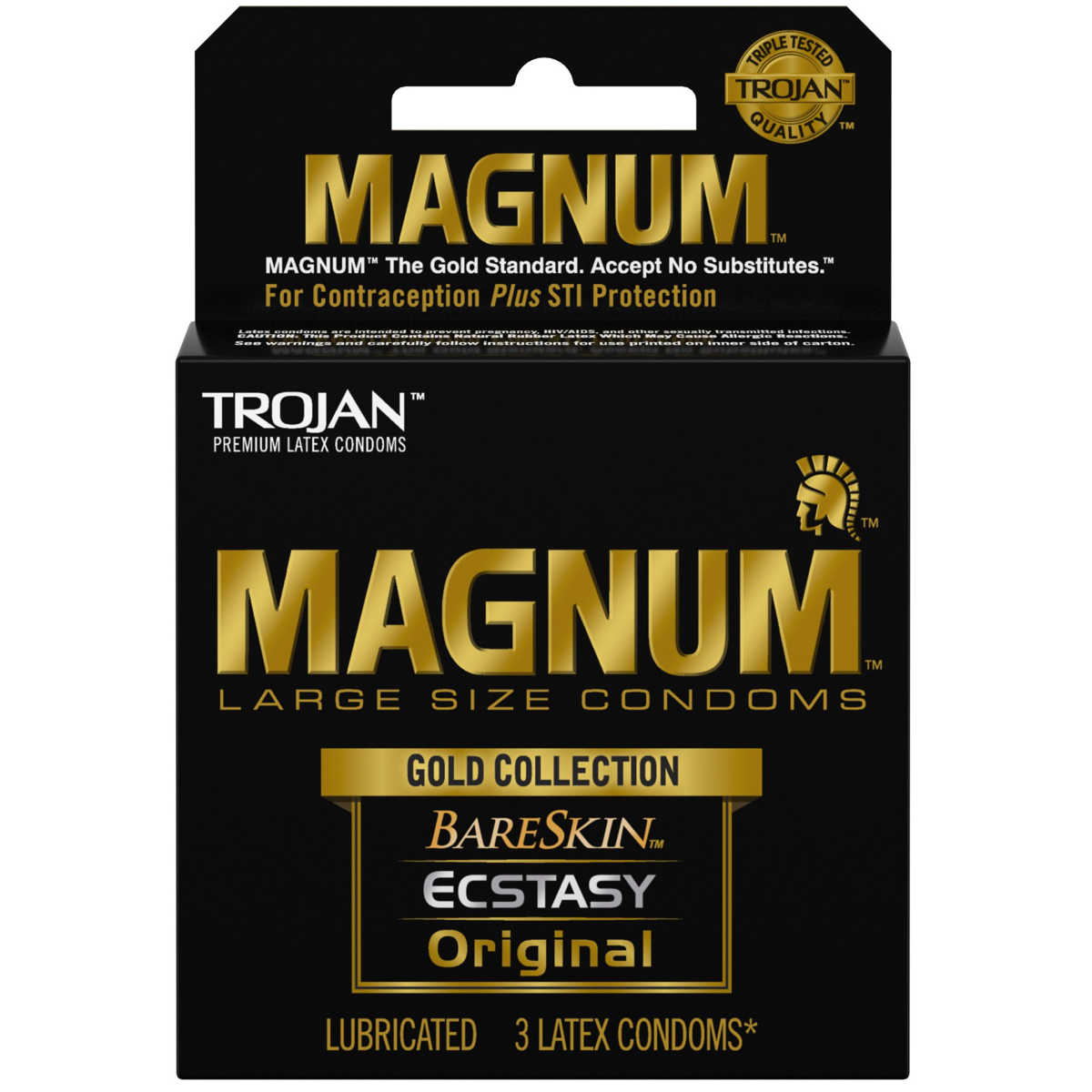 Magnum Large Size Gold Collection Lubricated Condoms - 3 Pack