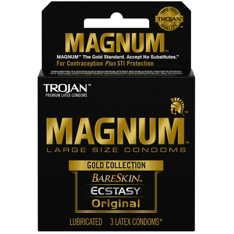 Magnum Large Size Gold Collection Lubricated Condoms - 3 Pack