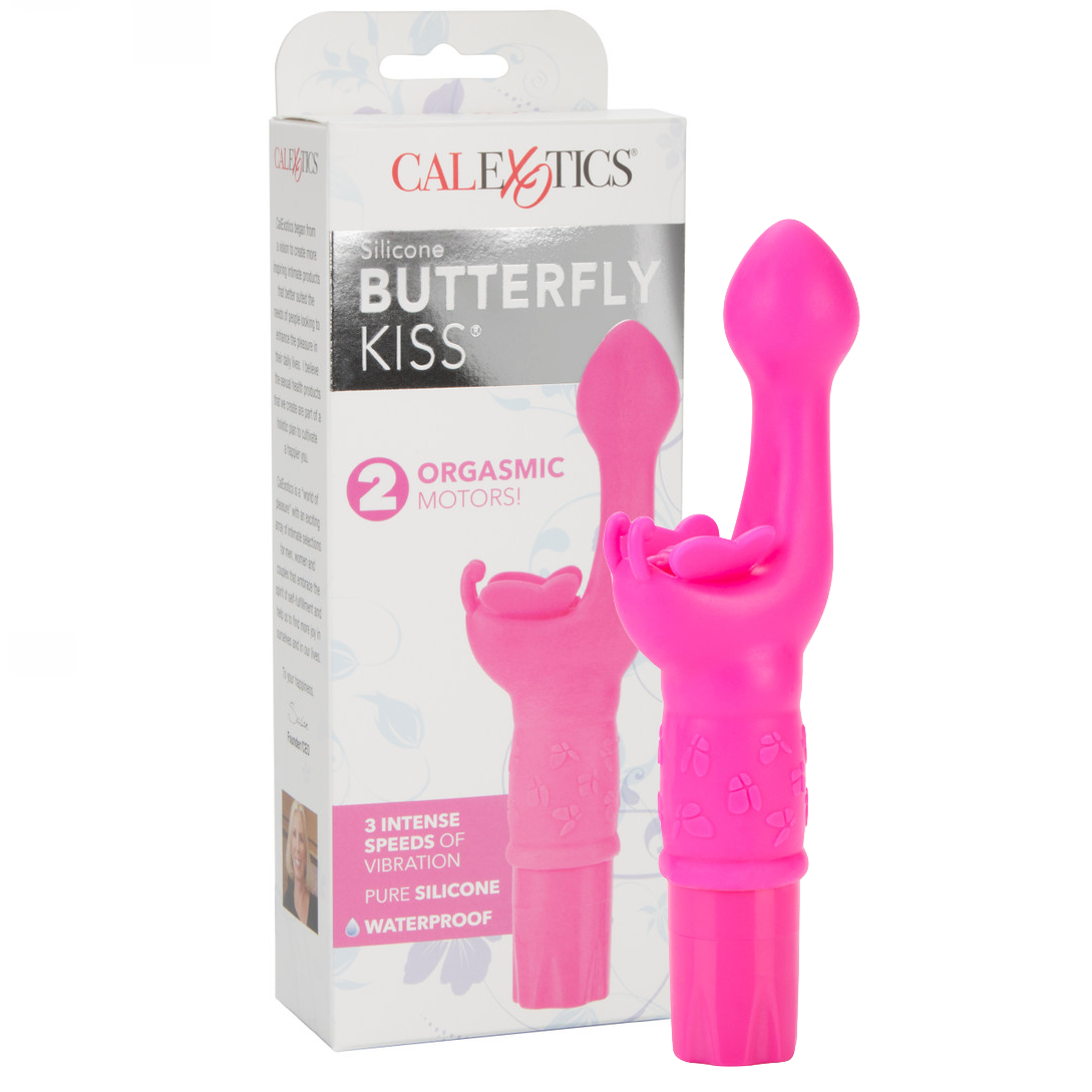 Kiss Vibes Silicone Butterfly Kiss G-Spot & Clitoral Vibe - Pink