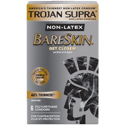 Supra Bareskin Non-Latex Condoms - 6 Pack