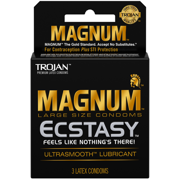 Magnum Ecstasy Ultrasmooth Lubricated Condoms - 3 Pack