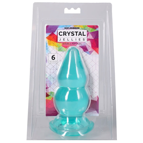 Crystal Jellies 6" Double Pop Plug - Teal