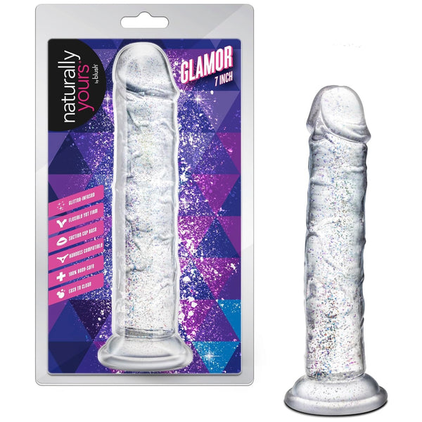 Naturally Yours Glamor 7" Glitter Cock  - Sparkling Clear