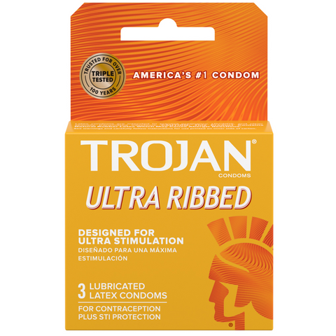 Stimulations Ultra Ribbed Lubricated Condoms - 3 Pack