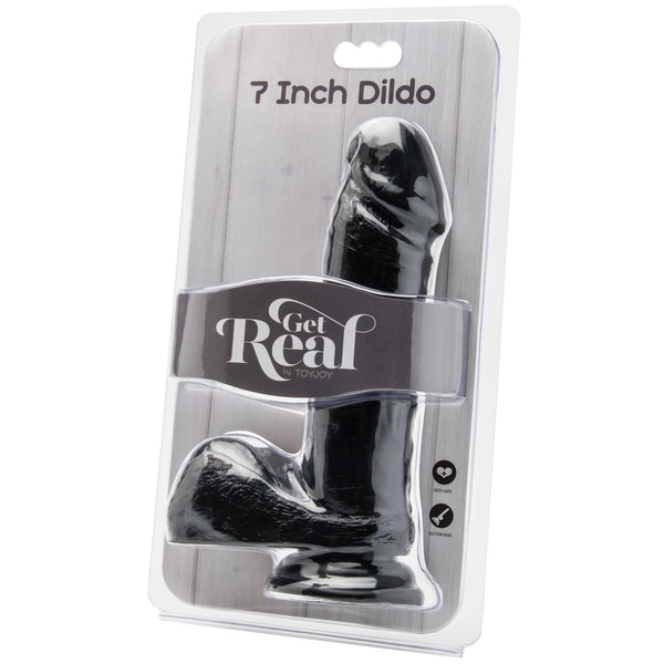 GET REAL 7" Dildo with Balls - Black
