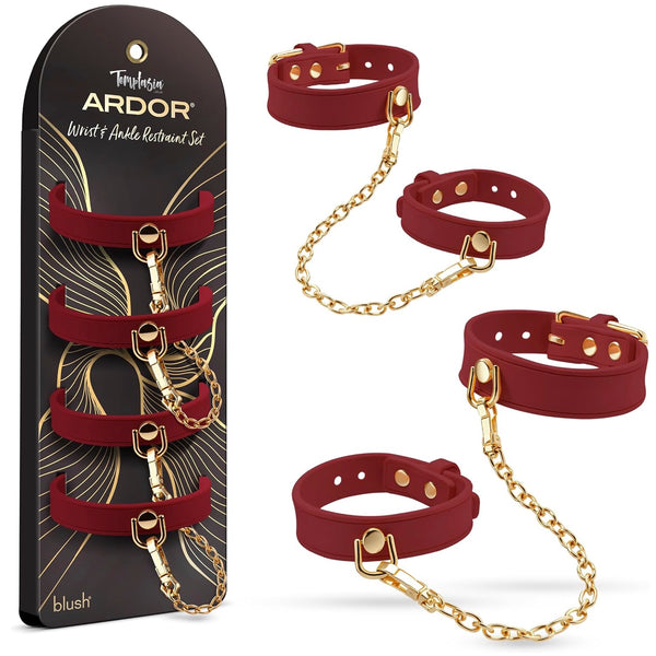 Temptasia Ardor Silicone Wrist & Ankle Restraints - Red