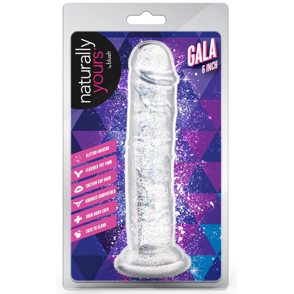 Naturally Yours Gala 6" Glitter Cock  - Sparkling Clear