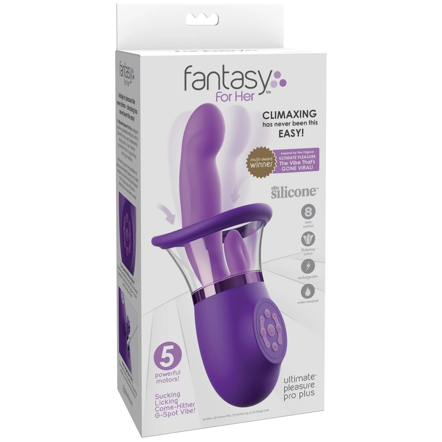 Fantasy For Her Rechargeable Ultimate Pleasure Pro Plus Sucking & Licking Come-Hither G-Spot Vibrator