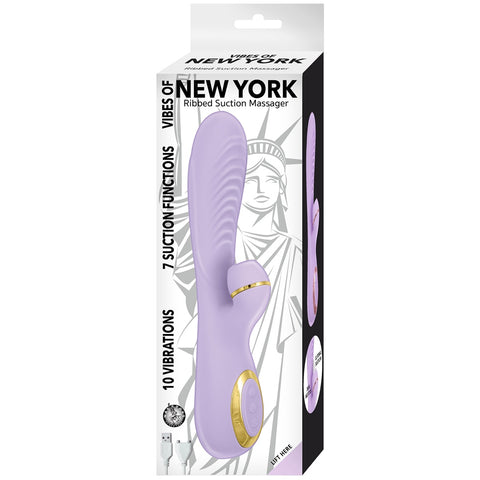 Vibes of New York Rechargeable Ribbed Clitoral Suction Rabbit Massager
