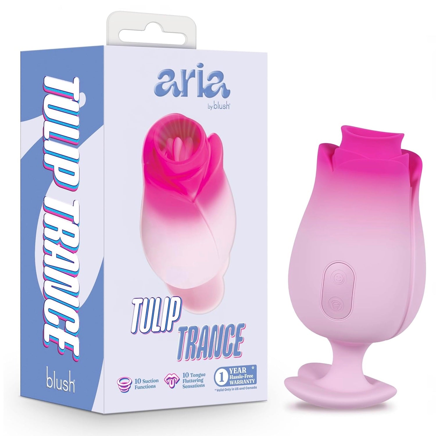 Aria Tulip Trance Rechargeable Suction & Tongue-Fluttering Silicone Personal Massager