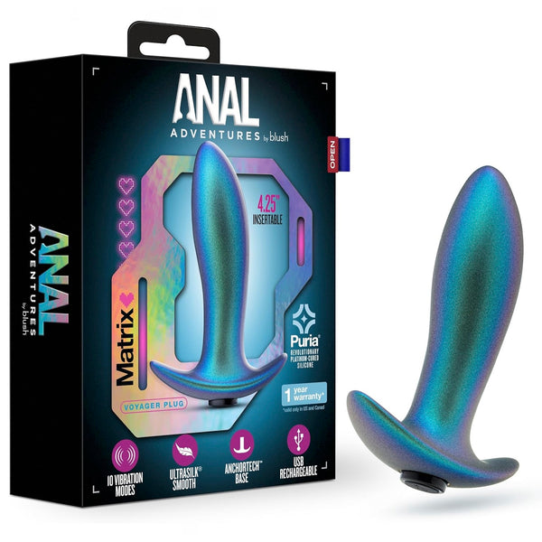 Anal Adventures Matrix The Voyager Platinum-Cured Rechargeable Vibrating Anal Plug With AnchorTech™ Base - Neptune Teal