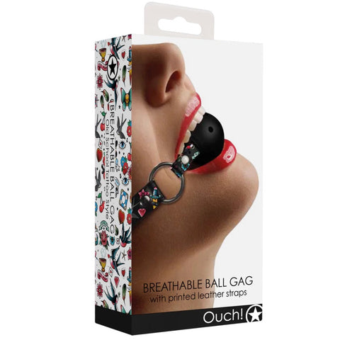 Ouch! Breatheable Ball Gag - Old School Tattoo Style