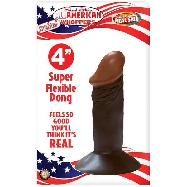 All American Mini Whoppers Real Skin 4" Dong - Afro