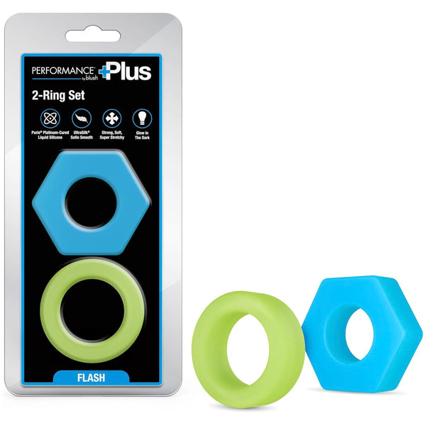 Performance Plus Flash Platinum-Cured Silicone 2 Cock Ring Set – Glow In The Dark