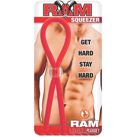 Ram Squeezer Adjustable Lasso Cockring - Red