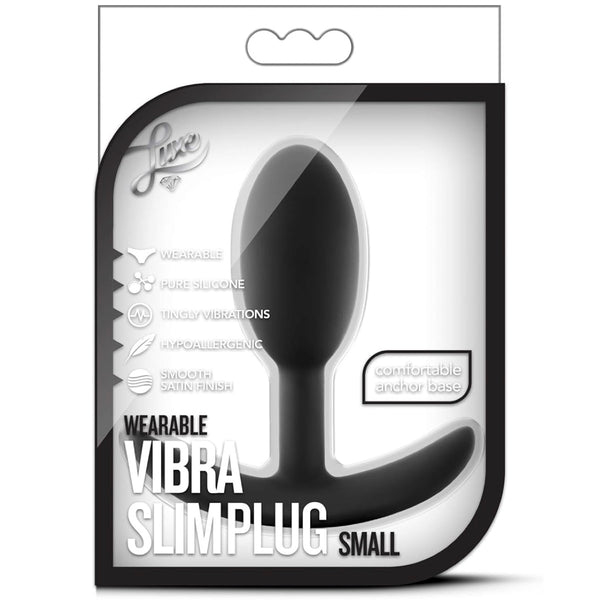 Luxe Wearable Vibra Slim Small Platinum-Cured Silicone Anal Plug - Black