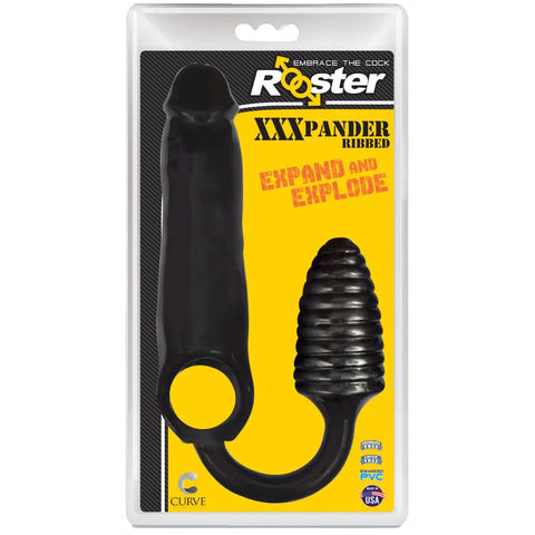 Rooster XXXPander Sheath with Ribbed Plug - Black