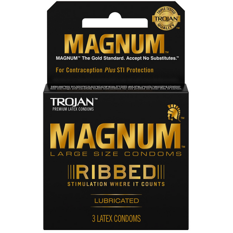 Magnum Ribbed Lubricated Condoms - 3 Pack
