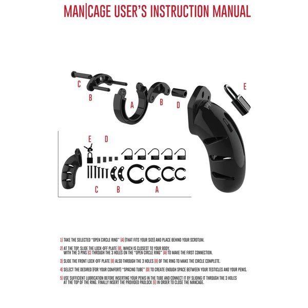 MANCAGE 5.5" Model 05 Chastity Cock Cage - Black