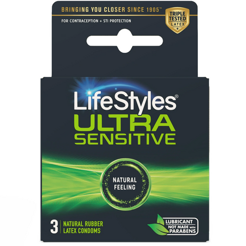 Ultra Sensitive Lubricated Condoms - 3 Pack