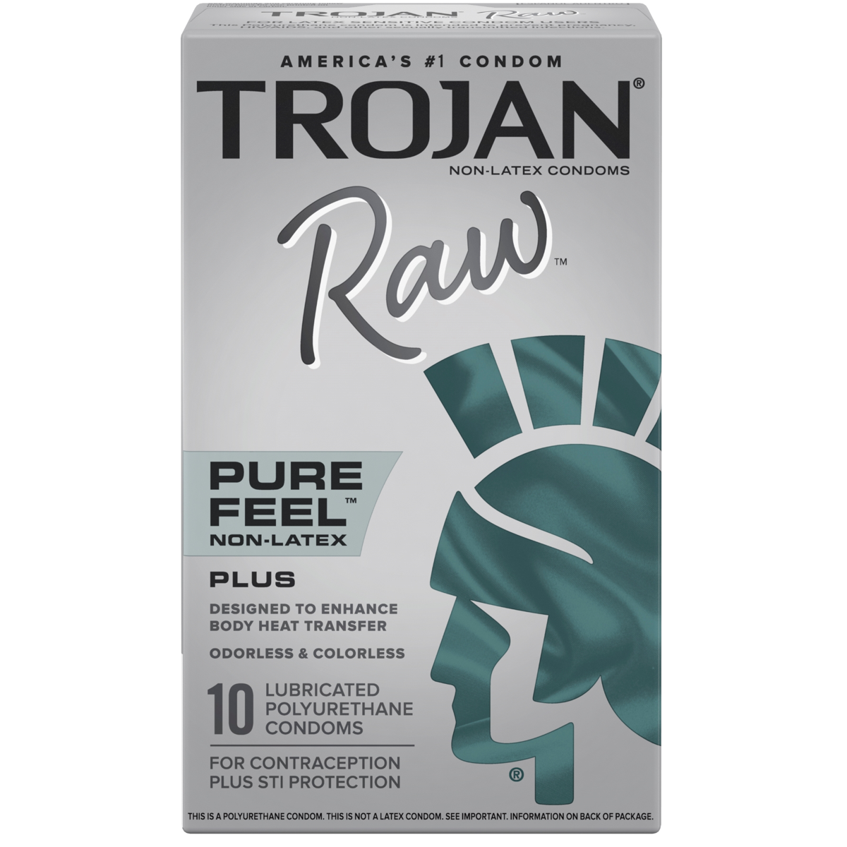 Raw Pure-Feel Non-Latex Lubricated Condoms - 10 Pack