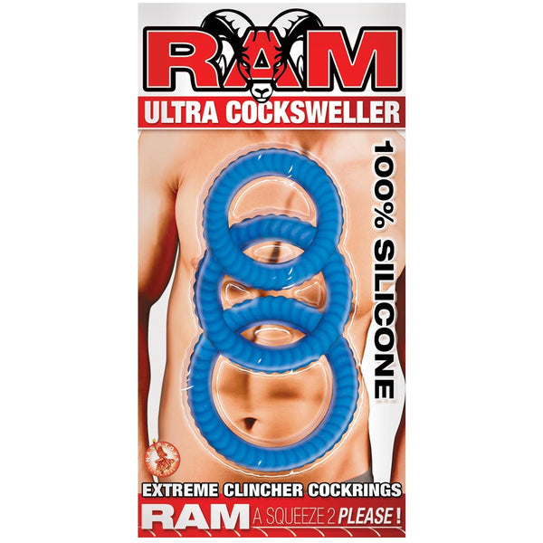 Ram Ultra Cocksweller Silicone Cockrings - Blue