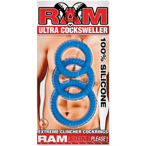 Ram Ultra Cocksweller Silicone Cockrings - Blue