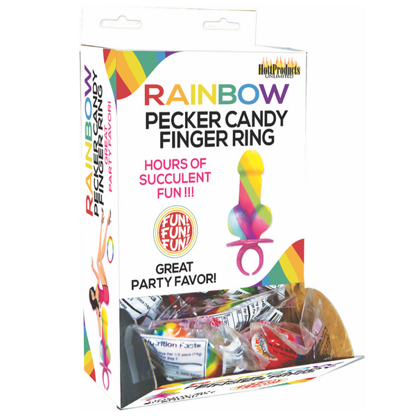 Rainbow Candy Cock Finger Ring  - 12 Packs
