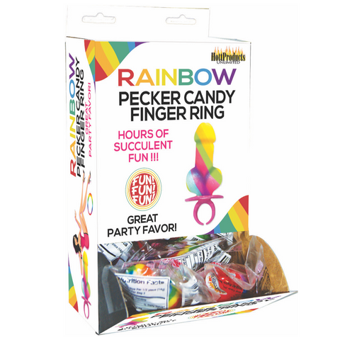 Rainbow Candy Cock Finger Ring  - 12 Packs